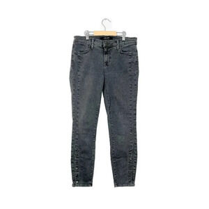 J Brand Womens Button Cropped Ankle Skinny Jeans Chrome Faded Grey 28